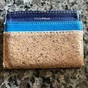 Pixie Mood Cork and Blue Card Wallet